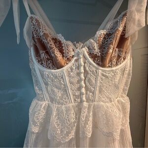 NWT For Love & Lemons Spring 2020 White Lace Lingerie Mini Dress